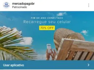 [Primeira recarga] 70% OFF em recarga no App Mercado Pago