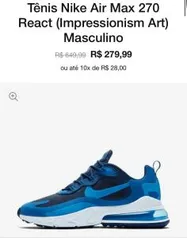 Tênis Nike Air Max 270 React (Impressionism Art) Masculino R$ 230