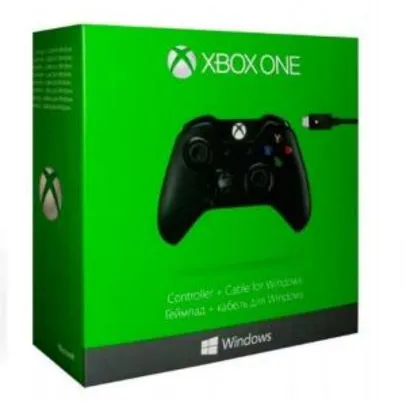 Controle Microsoft Black Piano + Cabo para Windows - Xbox One - R$290
