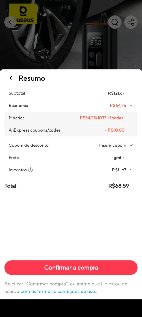 Imagem na descrição da promoção