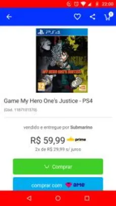 Game My Hero One's Justice - PS4 R$60