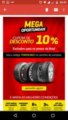 Pneu Store- 10% Off em pneus selecionados