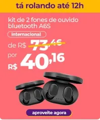 [APP - PRIMEIRA COMPRA] Kit 2 Fones de Ouvido Bluetooth A6S - Internacional | R$26