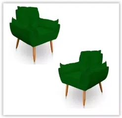 Kit 2 Poltronas Decorativa Opala Sala De Estar Tecido Suede Verde Kimi Decor
