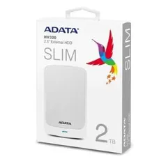 HD Externo Adata HV320 Ultra Slim, 2TB, USB 3.2, Branco - R$390