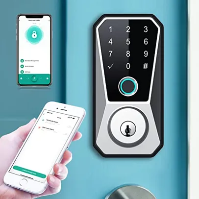 MUJIOO Fechadura Digital De Embutir com impressão digital e teclado, Auto-bloqueio, APP controle, Fácil de configurar, Não é necessário serralheiro