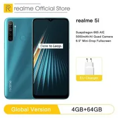 Realme 5i 4gb RAM 64G armazenamento Snapdragon 665 Versão global | R$649