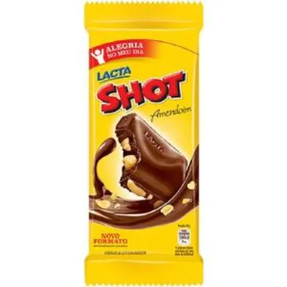 6 Barras de Chocolate SHOT Ao Leite Lacta 90g R$6