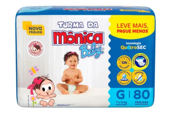 Fralda Turma da Mônica - G - 80 unidades