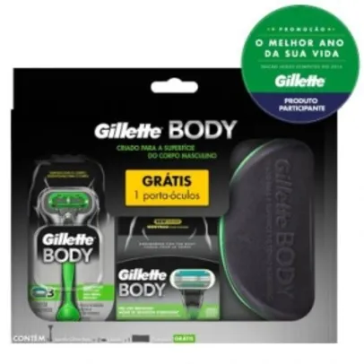 Kit Aparelho para o corpo Gillette Body + 2 cargas e porta óculos GRÁTIS por R$ 18