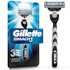 [Prime] Gillette Mach3 Aparelho de Barbear Recarregável com 3 Lâminas Afiadas por Mais Tempo, 1 Ud