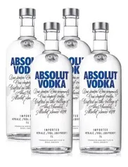 [Loja Oficial] 4 Vodkas Absolut de 1L - Normal  R$ 110+Frete