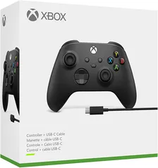 Controle Sem Fio Xbox + Cabo USB | R$389