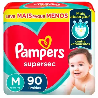 (Regional/ Levando 2) Fralda Pampers M Supersec Jumbo 90 Unidades - R$ 0,49 a tira