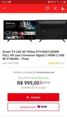 Saindo por R$ 999: Smart TV LED 40" PHILCO FULL HD | Pelando