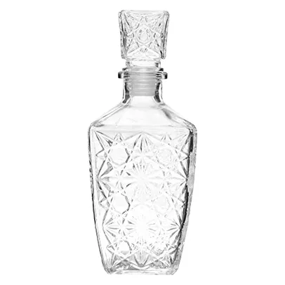 Mimo Style Garrafa de Vidro para Whisky 800ml Decanter com Tampa Geométrica Hermética 