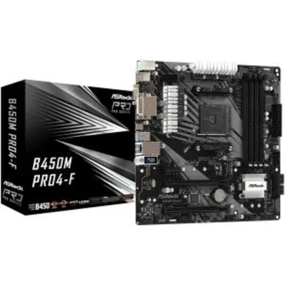 Placa-mãe Asrock B450M Pro4-F, AMD AM4, mATX, DDR4 R$700