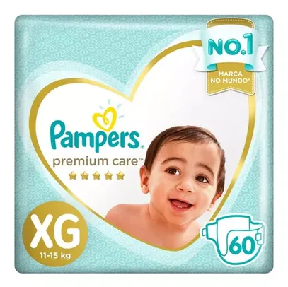  Pampers premium care 60 unidades xg  fralda jumbo