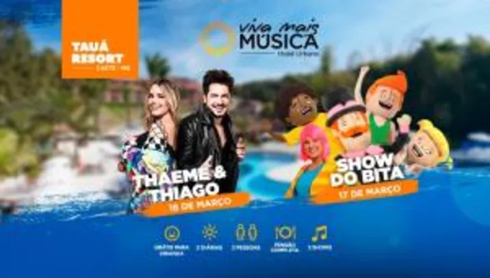 Viva mais música, no Tauá Resort Caeté, 2 diárias, para 2 adultos + 2 crianças R$1.359