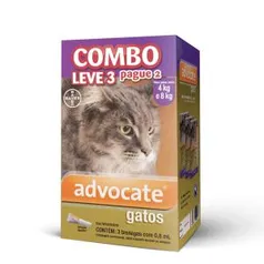 Combo Leve 3 Pague 2 - Advocate Gatos 4 A 8 Kg (0,8ml) - Bayer