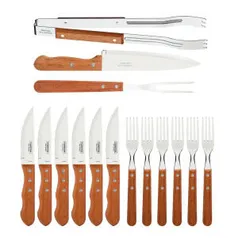 [APP] Kit para Churrasco Tramontina Jumbo 15 peças Aço Inox com Madeira | R$88