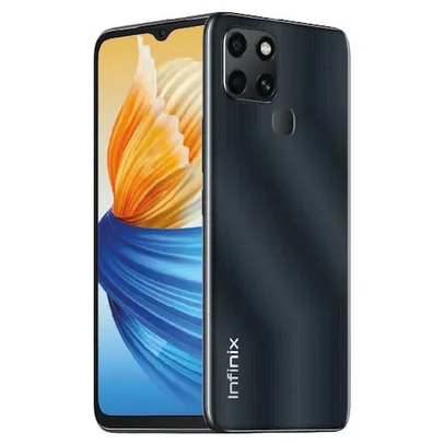 Smartphone Infinix Smart 6 Preto 64GB, 2GB de RAM, Câmera Dupla de 8MP, Bateria de 5000mAh, Tela 6.6” HD, Dual Chip