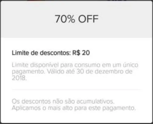 70% OFF em recargas no app do Mercado Pago