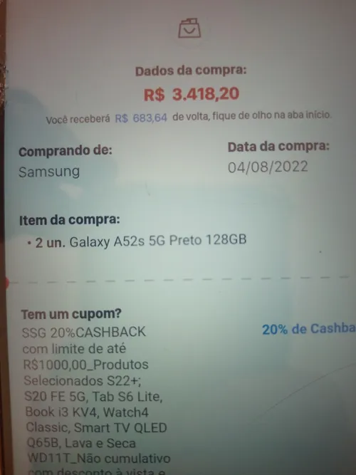 Imagem na descrição da promoção