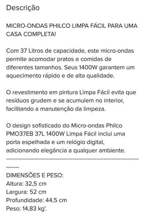 Imagem na descrição da promoção