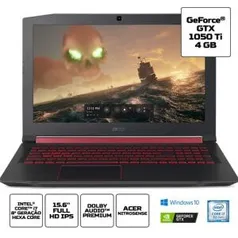 Acer Nitro 5 AN515-52-75Q8 i7-8750H 8ª 16GB SSD 512GB 1050Ti Tela 15.6” FHD | R$4.299