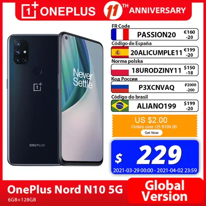 Smartphone Oneplus Nord N10 6GB 128GB | R$1.343
