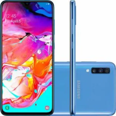(CC Americanas ) Smartphone Samsung Galaxy A70 128GB Dual Chip Android 9.0 Tela 6.7" Octa-Core 4G Câmera Tripla 32MP + 5MP + 8MP (UW) - Azul