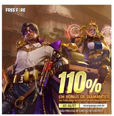 Ganhe 110% de bônus em diamantes na 1ª Recarga (FREE FIRE)