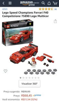 [Amazon Prime] LEGO Speed Champions Ferrari F40 | R$68