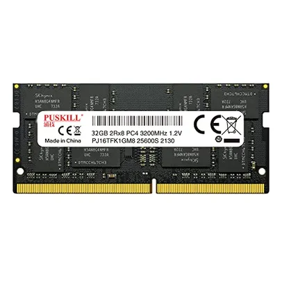 PU skill RAM DDR4, Memória RAM DDR4 Laptop RAM, DDR4 Sodimm (32GB, 3200MHZ, Preto)