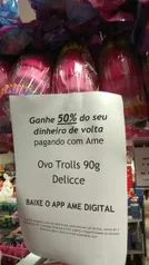 [Lojas Físicas] (50% de volta com AME) Ovos de páscoa Trolls nas Lojas Americanas