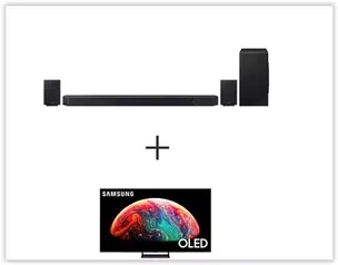 Soundbar Samsung HWQ990C, 11.1.4 Canais, Alexa Int. + Samsung Smart TV 55" Polegadas OLED 4K 55S90C 2023