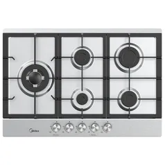 Cooktop 5 Bocas A Gás Midea Inox Com Mega Chama CYB5B Bivolt