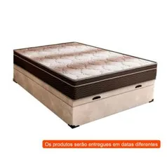 [PayPal] Cama Box Casal Premium com Baú Suede Pena Bege R$ 843