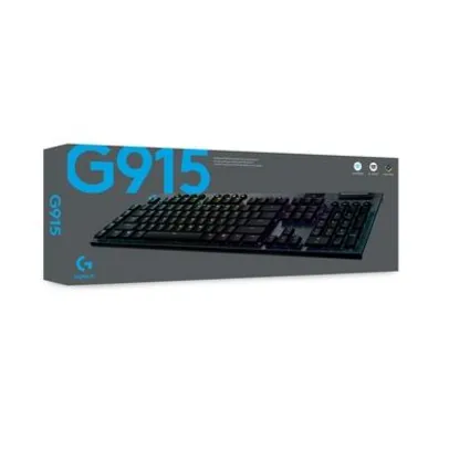 Teclado Mecânico Gamer Sem Fio Logitech G915 LIGHTSPEED RGB LIGHTSYNC, USB ou Bluetooth, Ultrafino