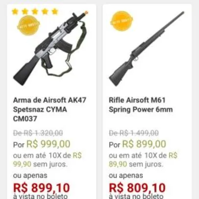 Outlet produtos de airsoft e caça até 55% de desconto