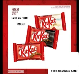 [AME 15%] Leve 25 KitKats Ao Leite, Dark, Branco