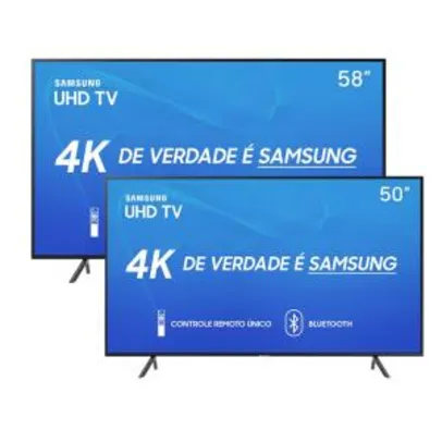 Smart TV Samsung 58" 4K 58RU7100 + Smart TV Samsung 50" 4K 50RU7100 | R$3.913