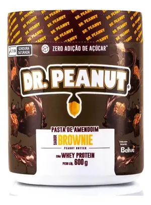 Pasta De Amendoim Com Whey Protein - 600g - Dr. Peanut Sabor Brownie