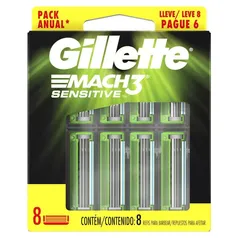  Carga Gillette Mach3 Sensitive Leve 8 Pague 6