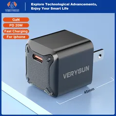 [Moedas] [APP] VERYSUN GaN PD Carregador de Carga Rápida para iPhone, Super Pequeno, Mecha X Series, Carregador de Parede USB, Adaptador Tipo C,