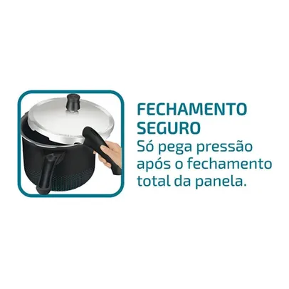 Panela de Pressão 4.5 Litros Rochedo Smart Fechamento Externo Preta