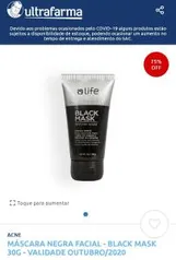 Máscara Negra Facial - Black Mask 30g | Validade Outubro/2020 | R$ 5