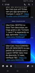 [Usuário Selecionados] 50% OFF em um pedido do Uber Eats (Max R$12)