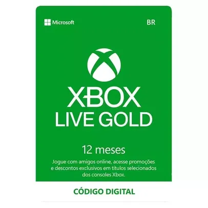 Gift Card Xbox Live Gold - 12 meses - Código Digital Xbox